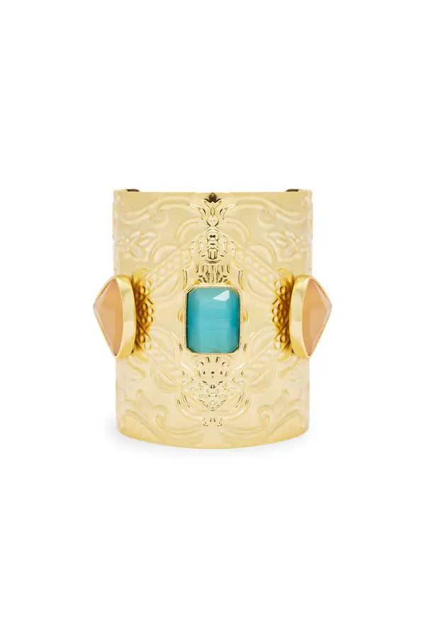 SS26-ACC-1005 raisa_vanessa gold-plated-bracelet-with-blue-and-peach-diamonds