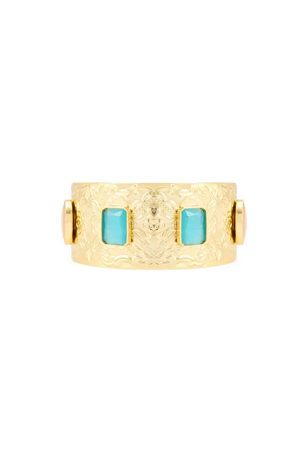 SS26-ACC-1006 raisa_vanessa gold-plated-choker-with-blue-and-peach-diamonds