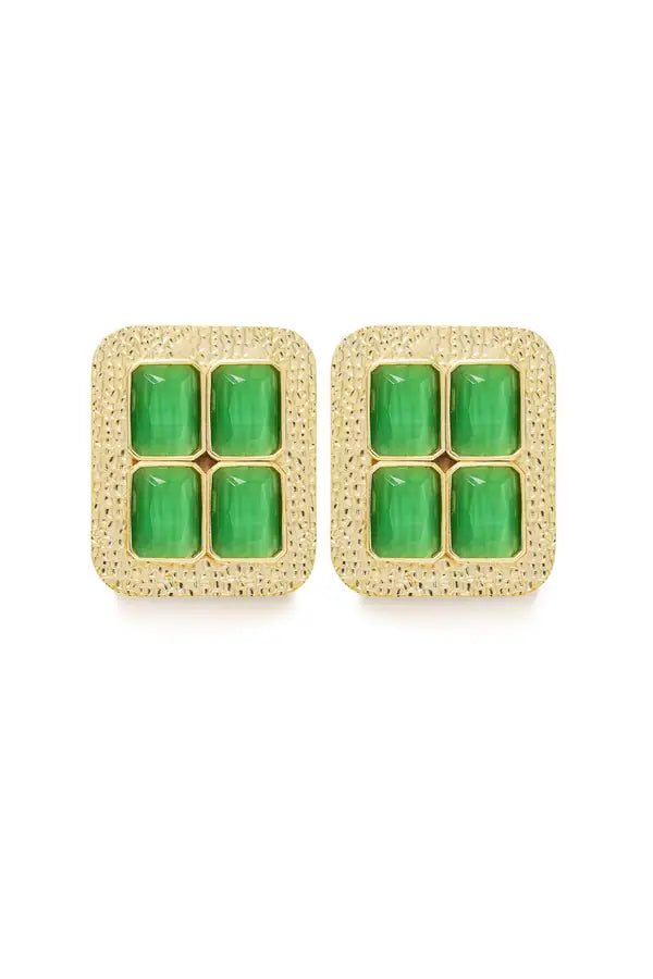 SS26-ACC-1015 raisa_vanessa rectangular-gold-plated-earrings-with-green-diamonds