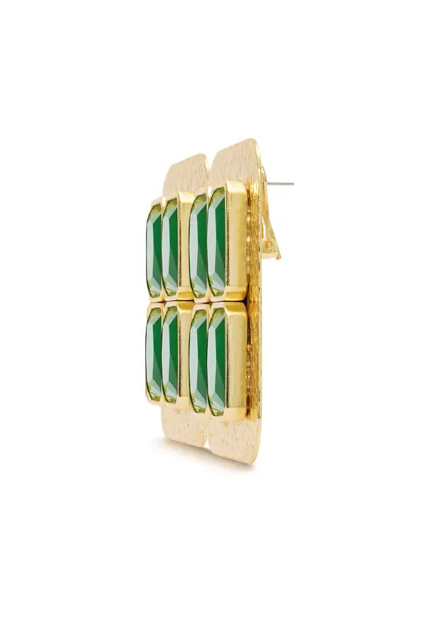 rectangular-gold-plated-earrings-with-green-diamonds raisa_vanessa rectangular-gold-plated-earrings-with-green-diamonds