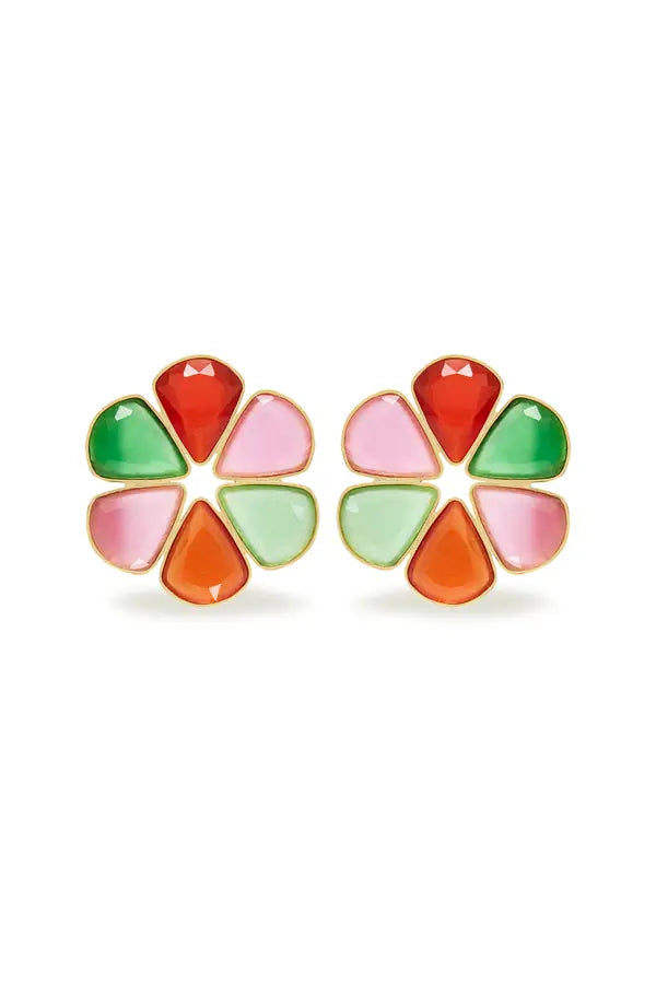 SS26-ACC-1021 raisa_vanessa flower-shaped-earrings-with-multicolor-drop-shaped-diamonds