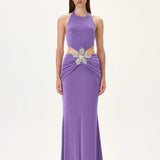 SS26-D-1007-34 raisa_vanessa violet-buzzy-maxi-gown-with-draped-waistline-and-crystal-flower