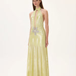 SS26-D-1008-36 raisa_vanessa yellow-metallic-jersey-ruched-maxi-dress-with-crystal-flower-on-the-waist