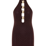 SS26-D-1020-34 raisa_vanessa knitted-burgundy-halter-neck-mini-dress-with-gold-metal-accessories
