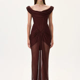 SS26-D-1022-34 raisa_vanessa knitted-burgundy-cowl-neckline-corseted-gown-with-train-and-front-slit