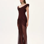 SS26-D-1022-36 raisa_vanessa knitted-burgundy-cowl-neckline-corseted-gown-with-train-and-front-slit