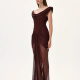 SS26-D-1022-36 raisa_vanessa knitted-burgundy-cowl-neckline-corseted-gown-with-train-and-front-slit