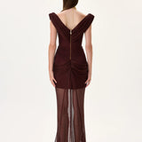 SS26-D-1022-38 raisa_vanessa knitted-burgundy-cowl-neckline-corseted-gown-with-train-and-front-slit