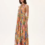 SS26-D-1024-36 raisa_vanessa orange-pleated-viscose-multi-color-flower-printed-midi-dress-with-gold-foil-accents