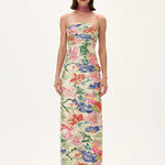 SS26-D-1026-34 raisa_vanessa ecru-pleated-viscose-multi-color-flower-printed-dress-with-gold-foil-accents