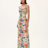 SS26-D-1026-36 raisa_vanessa ecru-pleated-viscose-multi-color-flower-printed-dress-with-gold-foil-accents