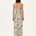 SS26-D-1026-38 raisa_vanessa ecru-pleated-viscose-multi-color-flower-printed-dress-with-gold-foil-accents