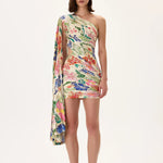 SS26-D-1027-34 raisa_vanessa ecru-pleated-viscose-multi-color-flower-printed-one-shouldered-mini-dress-with-gold-foil-accents