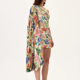 SS26-D-1027-38 raisa_vanessa ecru-pleated-viscose-multi-color-flower-printed-one-shouldered-mini-dress-with-gold-foil-accents