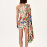 SS26-D-1027-40 raisa_vanessa ecru-pleated-viscose-multi-color-flower-printed-one-shouldered-mini-dress-with-gold-foil-accents