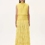 SS26-D-1036-34 raisa_vanessa yellow-pleated-chiffon-dress-with-laser-cut-skirt