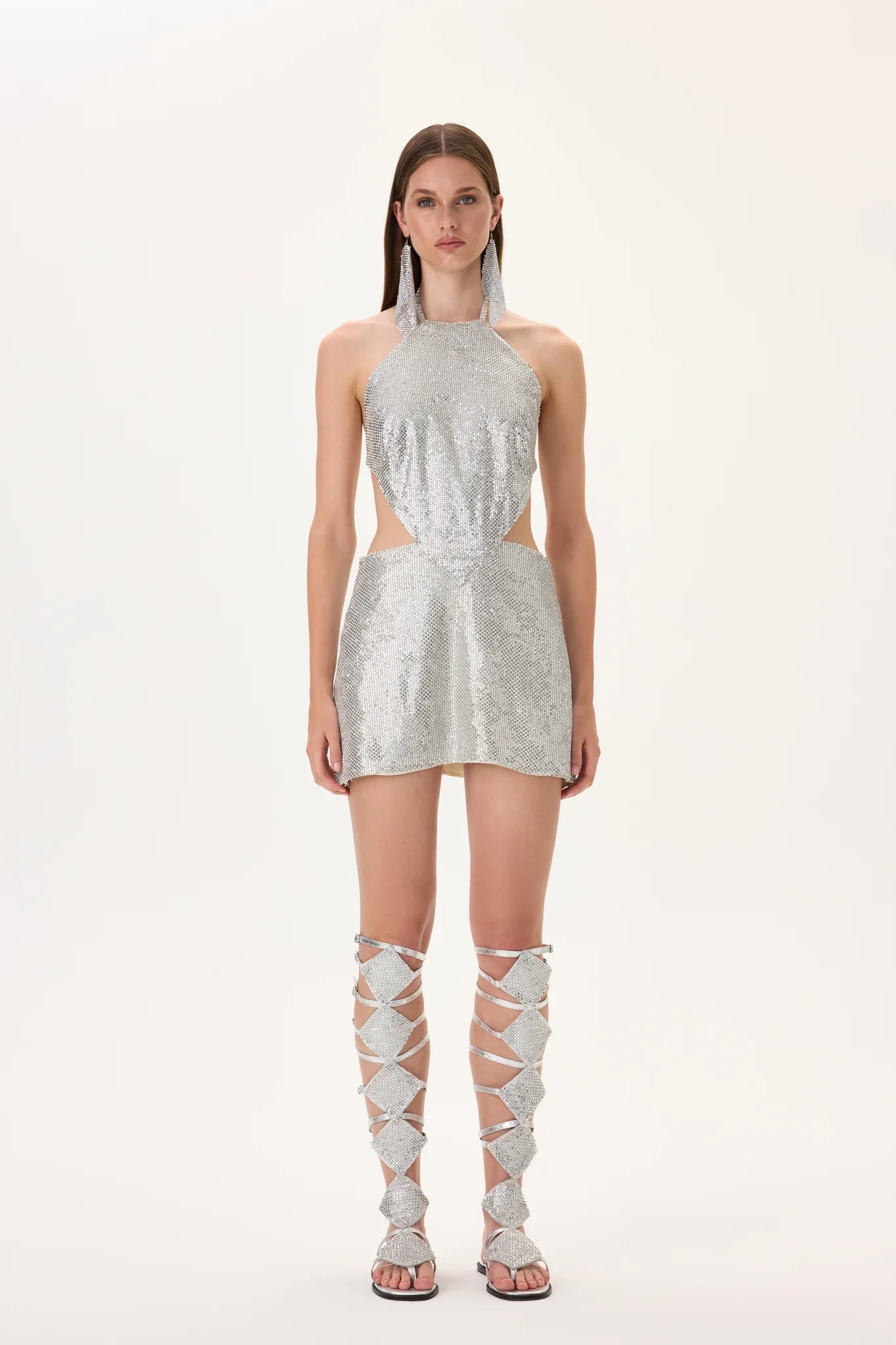 SS26-D-1039-34 raisa_vanessa metallic-silver-armor-halter-neck-mini-dress