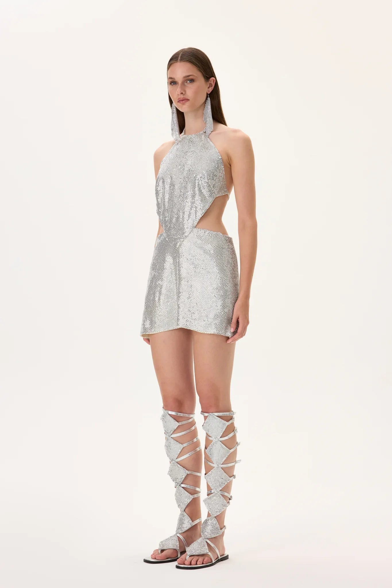 SS26-D-1039-38 raisa_vanessa metallic-silver-armor-halter-neck-mini-dress