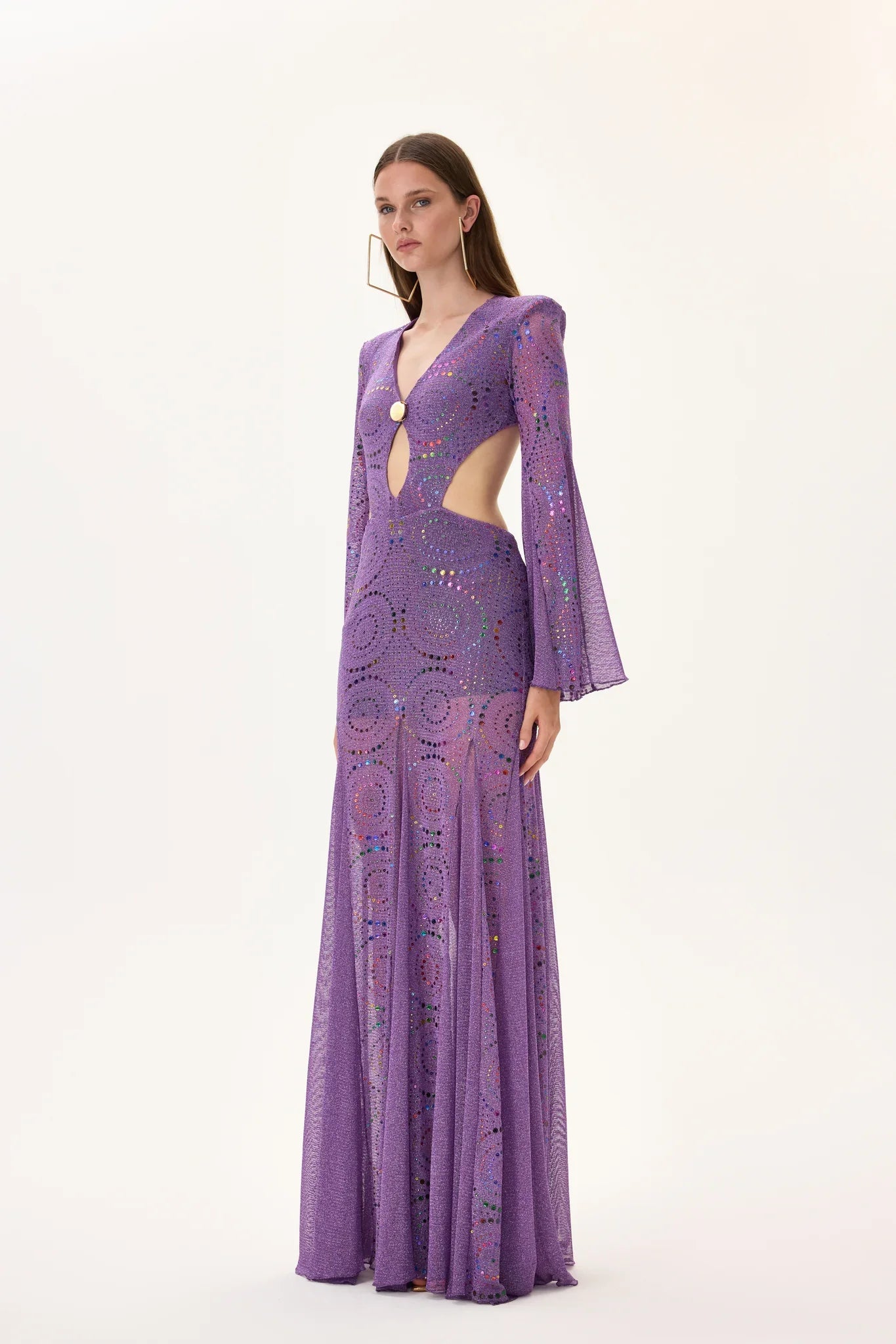 SS26-D-1041-36 raisa_vanessa multicolor-foil-printed-violet-jersey-dress-with-flare-sleeves
