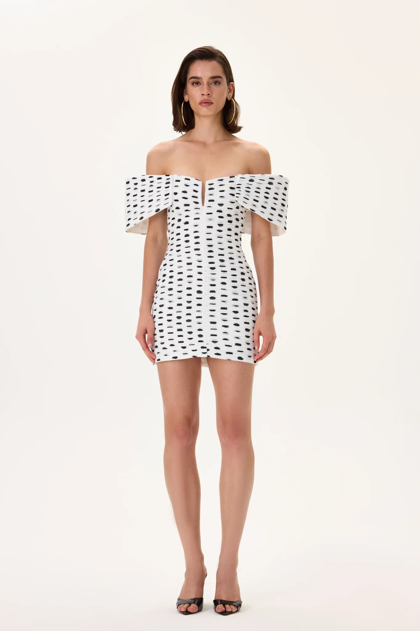 SS26-D-1042-34 raisa_vanessa polka-dot-pleated-organza-sculptural-mini-dress
