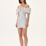 D-34BL-28031 raisa_vanessa polka-dot-pleated-organza-sculptural-mini-dress