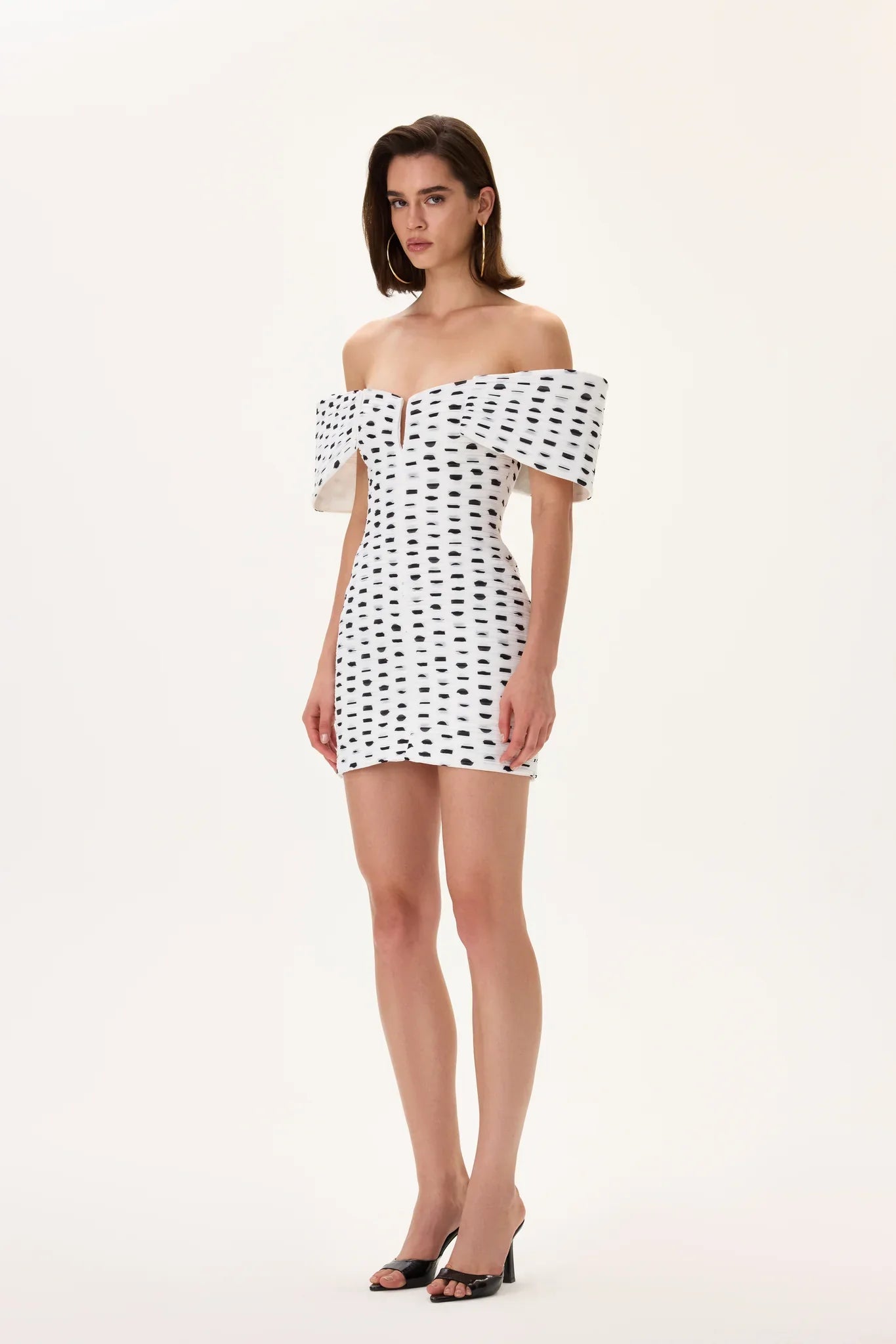D-34BL-28031 raisa_vanessa polka-dot-pleated-organza-sculptural-mini-dress