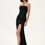 SS26-D-1049-40 raisa_vanessa black-gown-with-beaded-leaf-motive-striped-corset-top-and-fully-embroidered-flower-detail