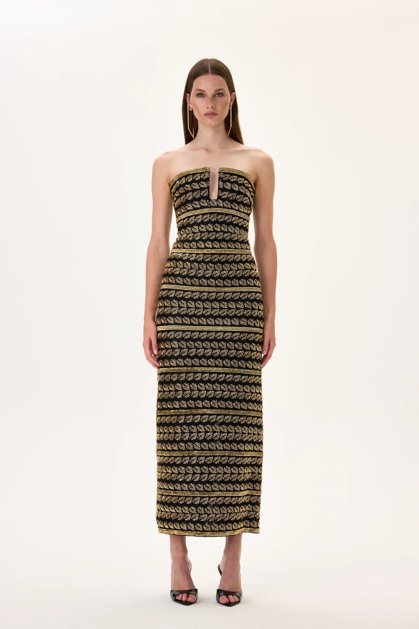 SS26-D-1050-34 raisa_vanessa black-midi-gown-with-gold-beaded-leaf-motive-strips