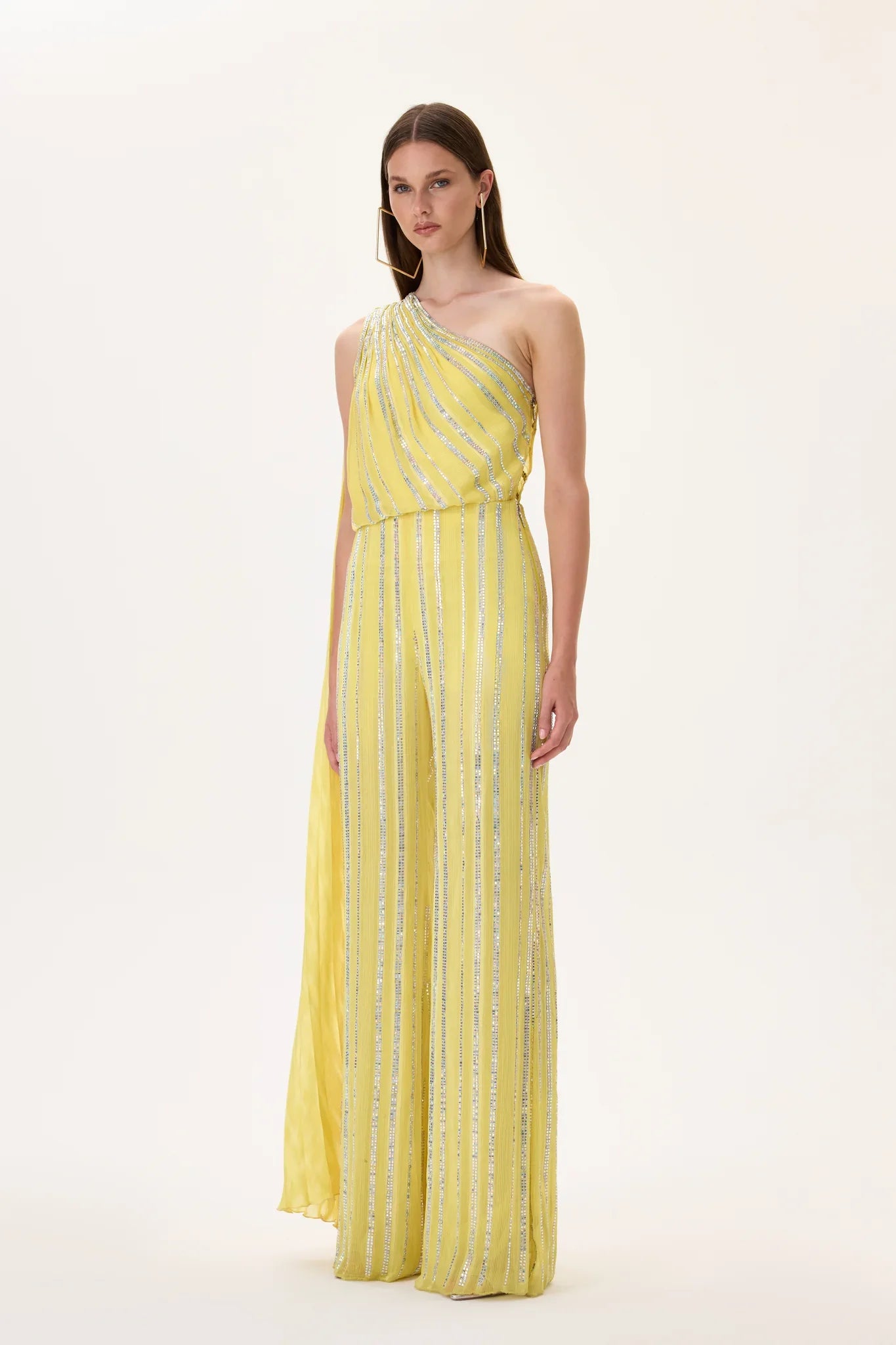 SS26-JS-1004-36 raisa_vanessa yellow-crystal-printed-chiffon-jumpsuit-with-pleated-half-cape