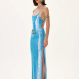 SS26-S-1006-36 raisa_vanessa metallic-jersey-skirt-with-gold-belt-and-side-slit
