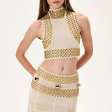 SS26-T-1013-40 raisa_vanessa knitted-crop-top-with-gold-metal-borderline-and-fully-buttoned-back