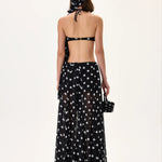 SS26-S-1030-38 raisa_vanessa black-polka-dot-chiffon-skirt-with-gold-metal-belt