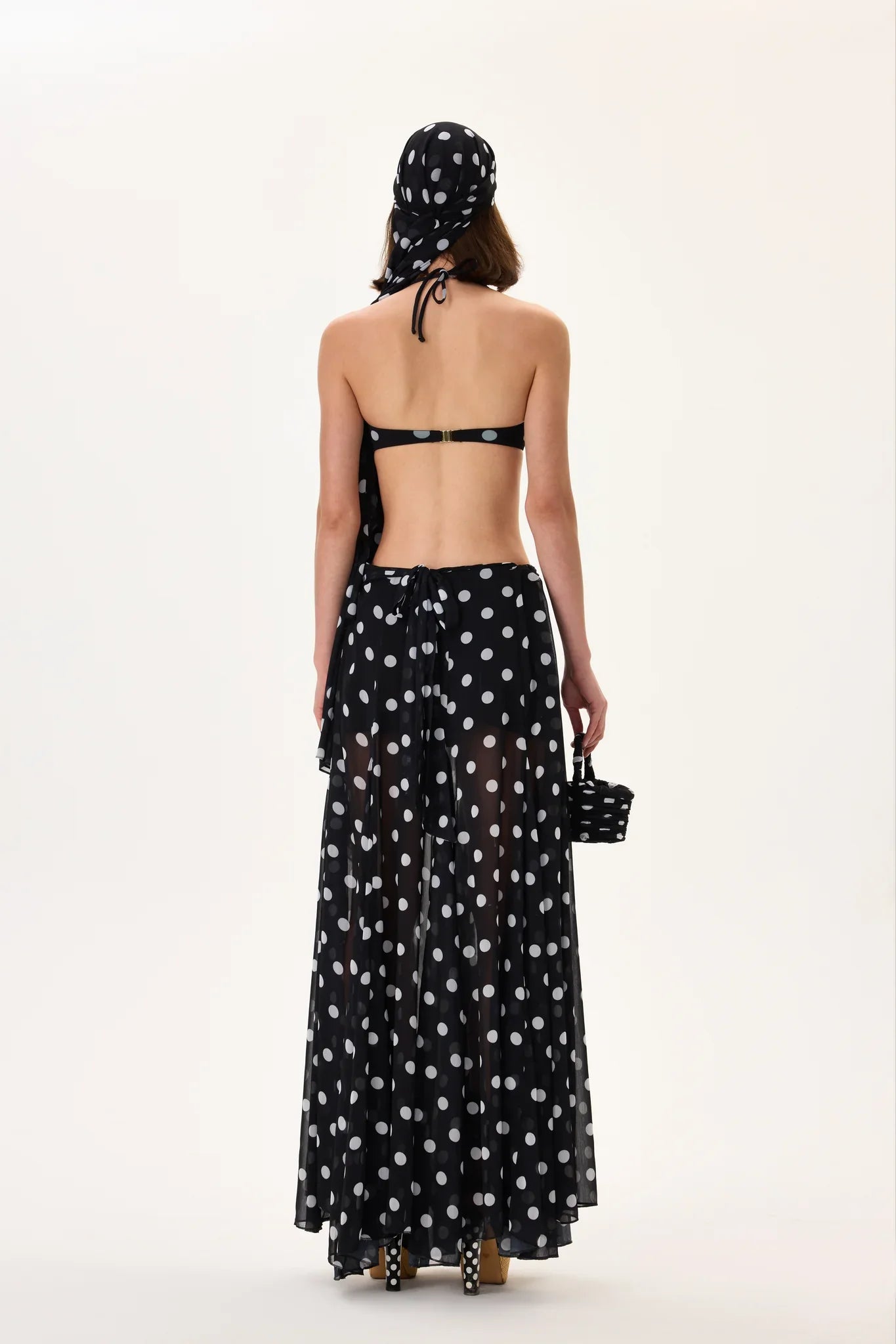 SS26-S-1030-38 raisa_vanessa black-polka-dot-chiffon-skirt-with-gold-metal-belt