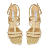 Straw Fabric Heeled Sandals