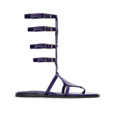 SS26-SH-1005-37 raisa_vanessa purple-leather-short-gladiator-sandals-with-metallic-violet-armor-detail