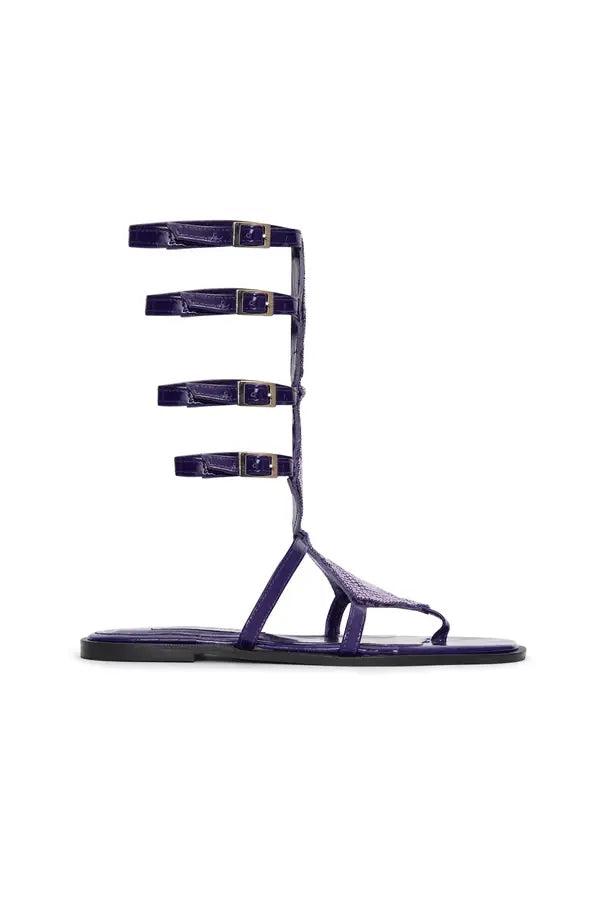 SS26-SH-1005-37 raisa_vanessa purple-leather-short-gladiator-sandals-with-metallic-violet-armor-detail