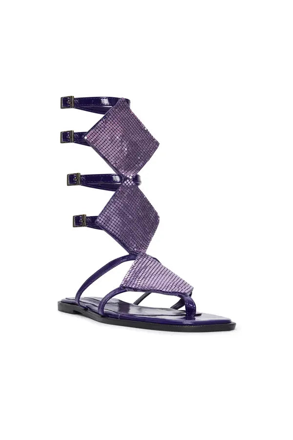 SS26-SH-1005-36 raisa_vanessa purple-leather-short-gladiator-sandals-with-metallic-violet-armor-detail