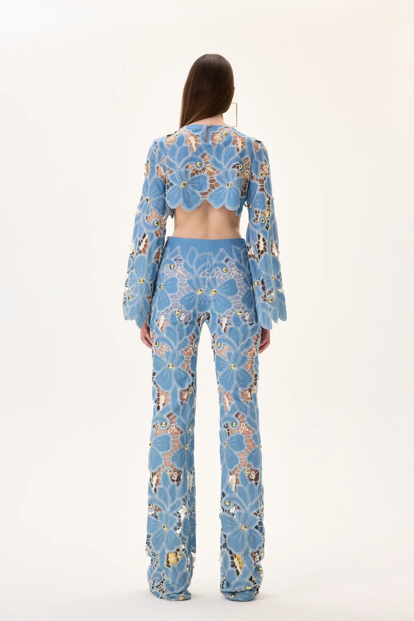 SS26-P-1001-38 raisa_vanessa denim-lace-pants-with-gold-metal-centered-flower-embroidery