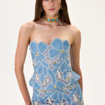 SS26-T-1003-40 raisa_vanessa denim-lace-strapless-corset-with-gold-metal-centered-flower-embroidery