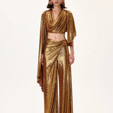 SS26-T-1009-34 raisa_vanessa bronze-metallic-jersey-cowl-neckline-backless-crop-top-with-asymmetrical-sleeves