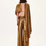 SS26-T-1009-38 raisa_vanessa bronze-metallic-jersey-cowl-neckline-backless-crop-top-with-asymmetrical-sleeves
