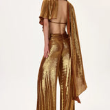SS26-T-1009-42 raisa_vanessa bronze-metallic-jersey-cowl-neckline-backless-crop-top-with-asymmetrical-sleeves