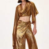 SS26-T-1009-40 raisa_vanessa bronze-metallic-jersey-cowl-neckline-backless-crop-top-with-asymmetrical-sleeves