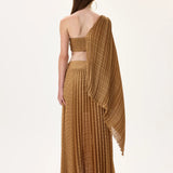 Pleated Chiffon Envelope Skirt With Gold Metal Accessories