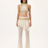 SS26-P-1006-34 raisa_vanessa knitted-skirt-overlay-flare-pants-with-gold-metal-belt