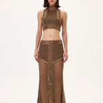 SS26-S-1011-34 raisa_vanessa knitted-maxi-skirt-with-bronze-stone-borderline-and-gold-rhinestone-strips