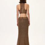 SS26-S-1011-38 raisa_vanessa knitted-maxi-skirt-with-bronze-stone-borderline-and-gold-rhinestone-strips