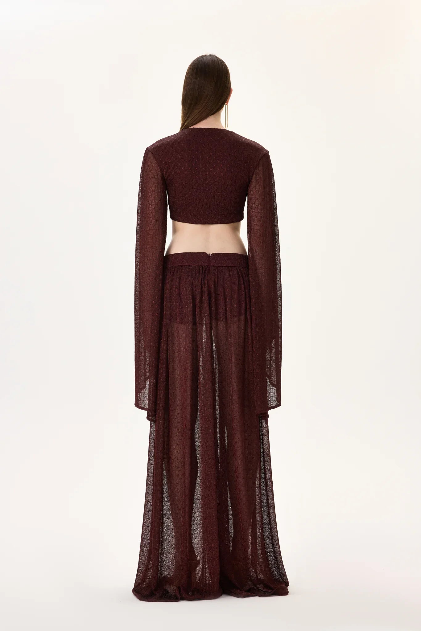 SS26-T-1017-38 raisa_vanessa knitted-burgundy-flare-sleeved-crop-top-with-gold-buckle-and-tie-detail