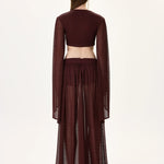SS26-T-1017-38 raisa_vanessa knitted-burgundy-flare-sleeved-crop-top-with-gold-buckle-and-tie-detail