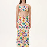 Crochet Multi Color Crystal Printed Crop Top